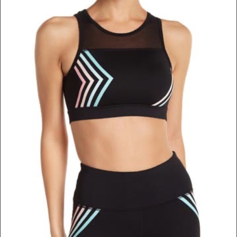 C & C California Stripe Mesh Sports Bra